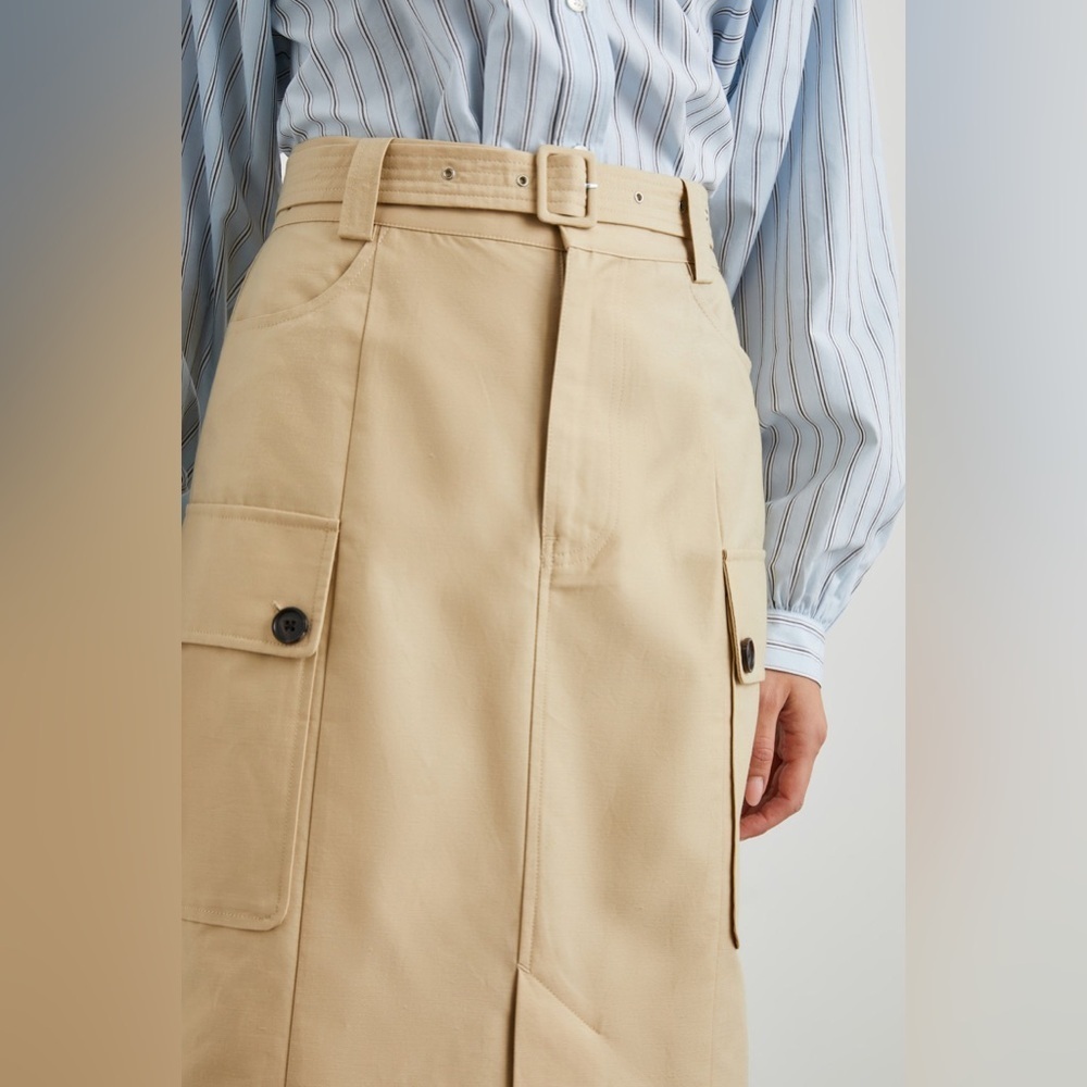 Rails Cyrus Classic Khaki Linen Blend Midi Women's Skirt - Picture 2 of 11